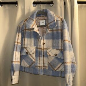 A&F Blue and Cream Plaid Jacket